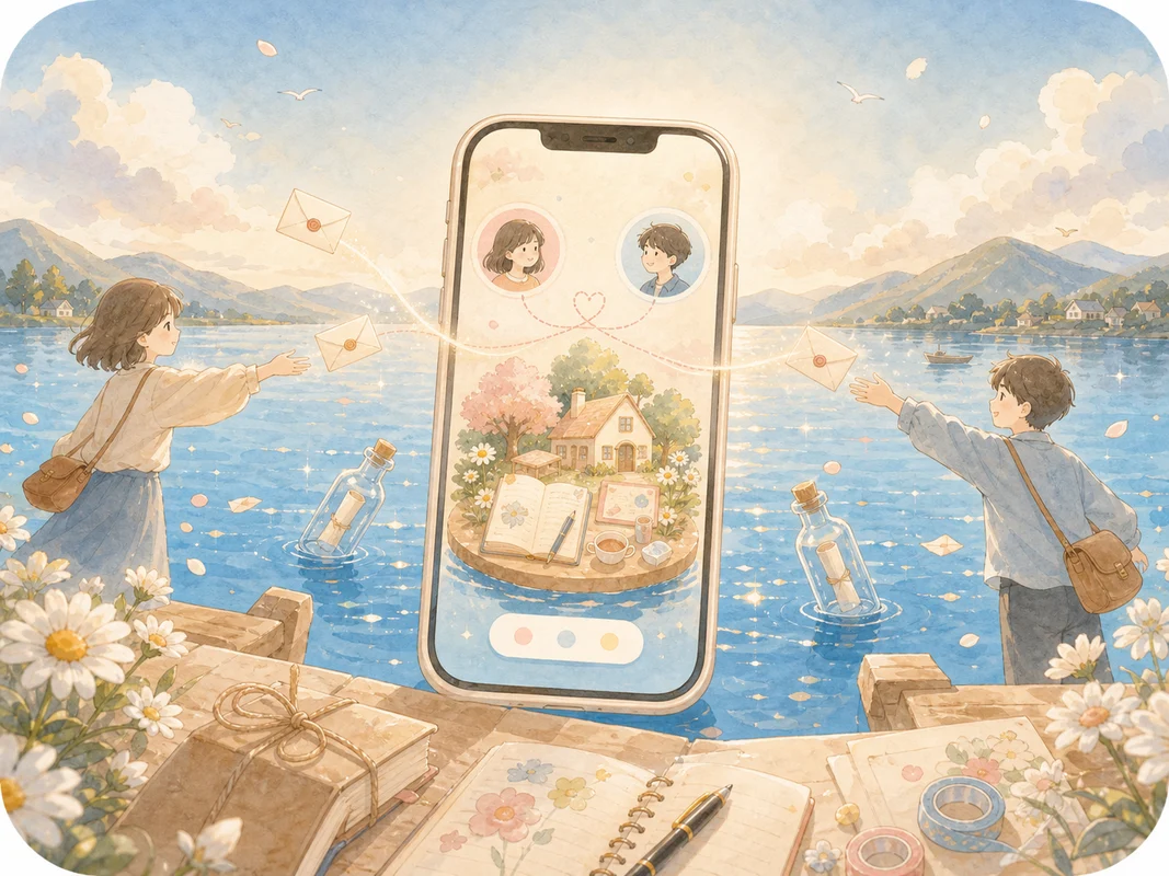 Warm illustration of invites and a shared relationship space in PLOPI